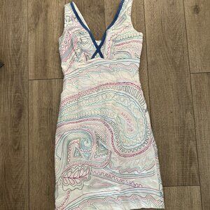 Nicole Miller White Multicolor Paisley Sheath Dress. Gorgeous. Like new.